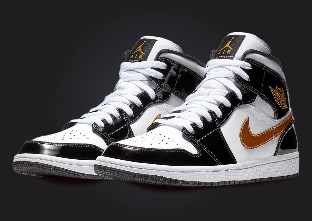 JORDAN 1 MID "WHITE GOLDEN BLACK" PK